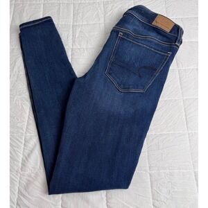 American Eagle Y2K Hi-Rise Jegging Dark Wash Super Stretch Skinny Jeans 2 Long